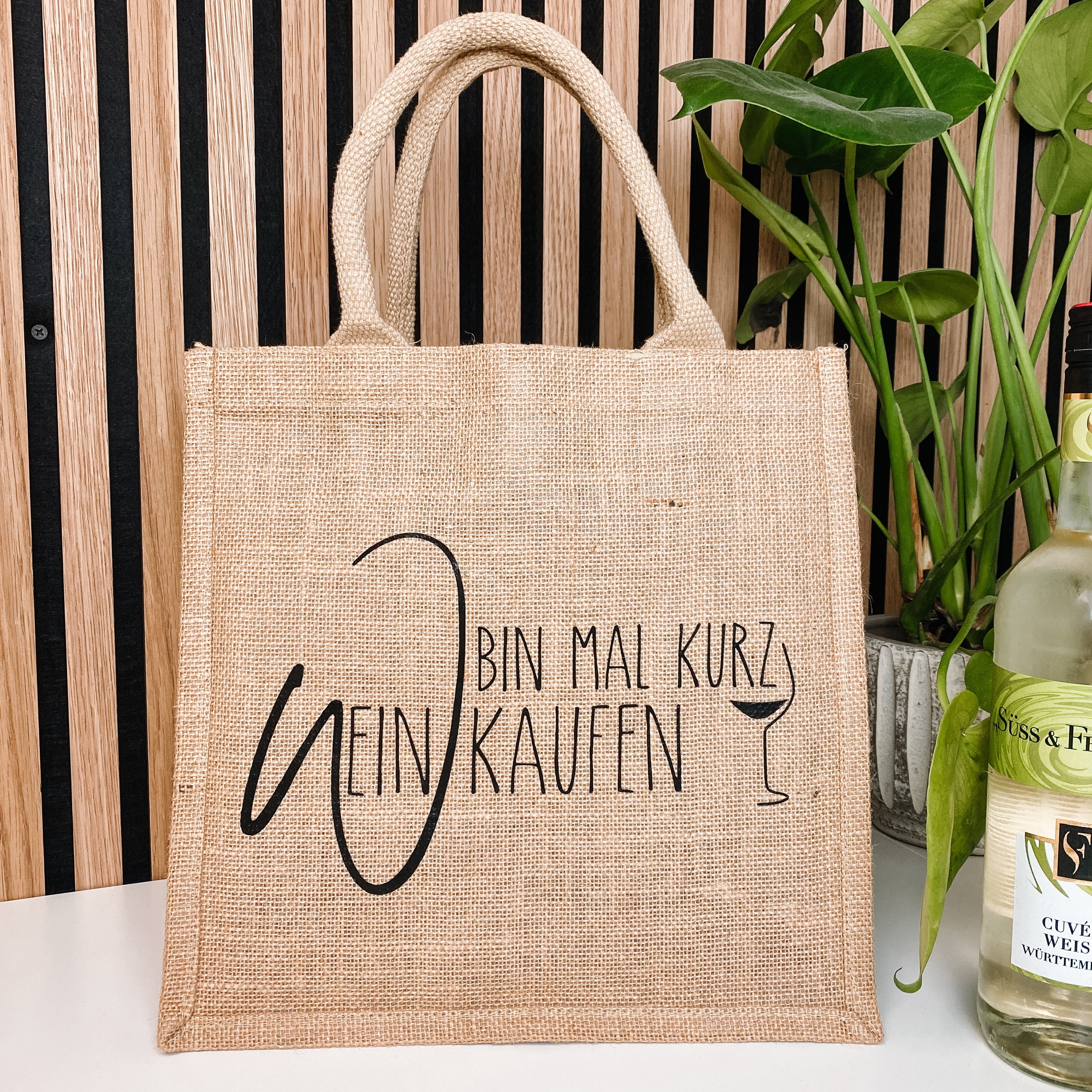 MF Filz Einkaufstasche »Bin Kurz Einkaufen« – 40x25x26 Cm, Waschbar, Bis 15 Kg Belastbar