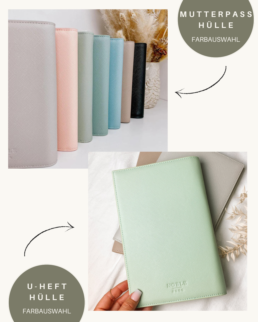 Set aus U-Hefthülle & Mutterpasshülle SCHLICHTE ELEGANZ