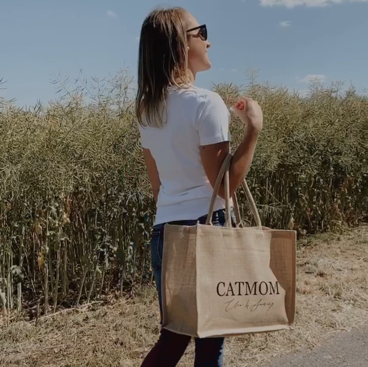 Jute Tasche groß CATMOM/DOGMOM (personalisiert)