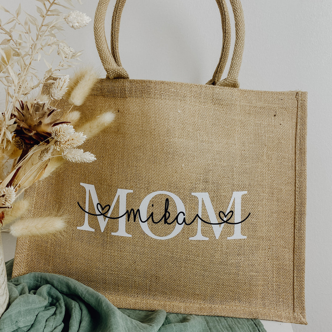 Jute  Tasche groß MOM + KINDERNAMEN (personalisiert)