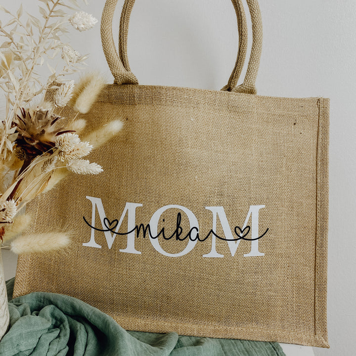 Jute  Tasche groß MOM + KINDERNAMEN (personalisiert)