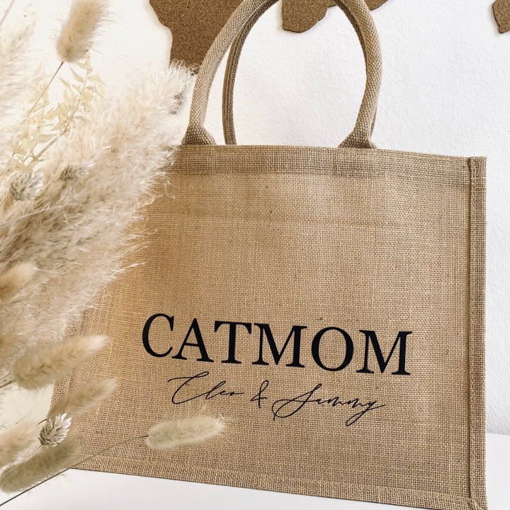 Jute Tasche groß CATMOM/DOGMOM (personalisiert)