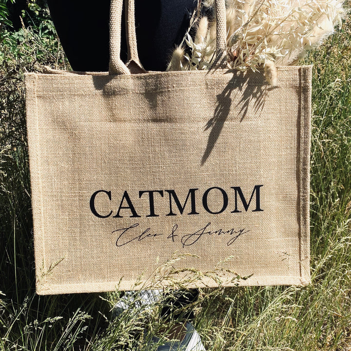 Jute Tasche groß CATMOM/DOGMOM (personalisiert)