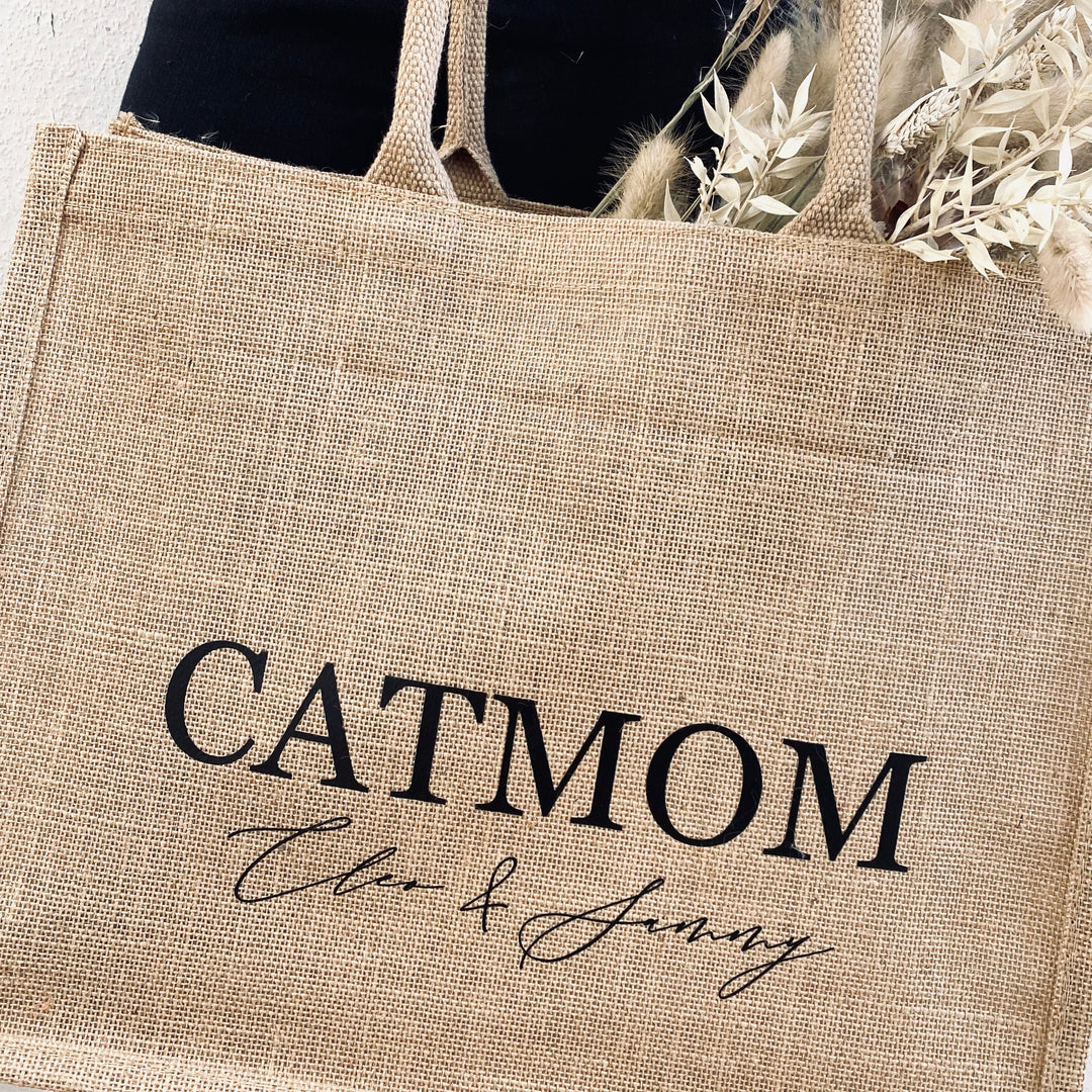 Jute Tasche groß CATMOM/DOGMOM (personalisiert)