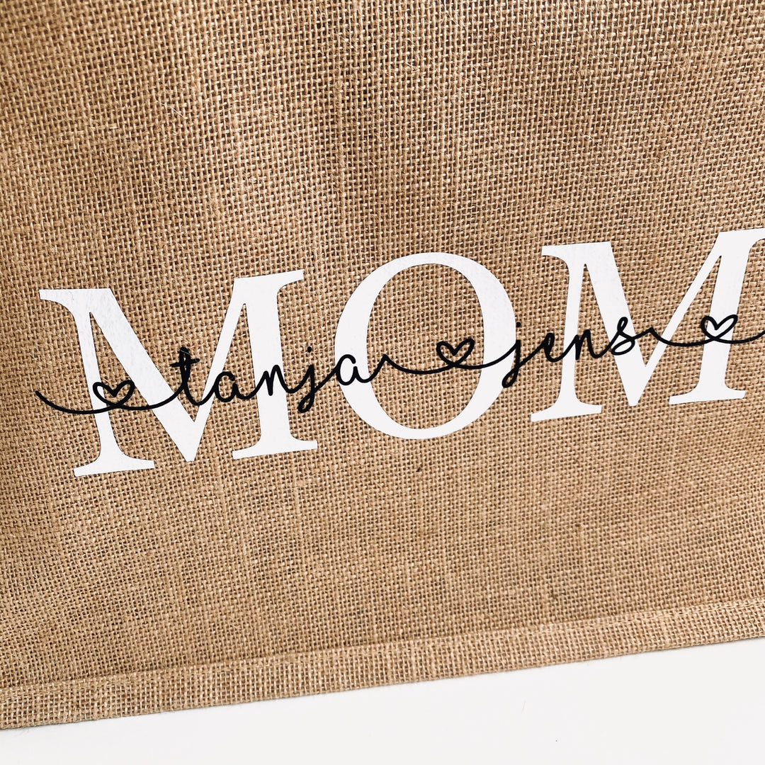 Jute  Tasche groß MOM + KINDERNAMEN (personalisiert) | TASCHE | MAMA | KIND