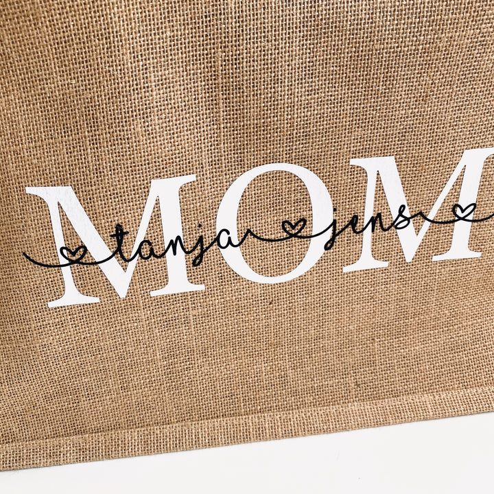 Jute  Tasche groß MOM + KINDERNAMEN (personalisiert) | TASCHE | MAMA | KIND
