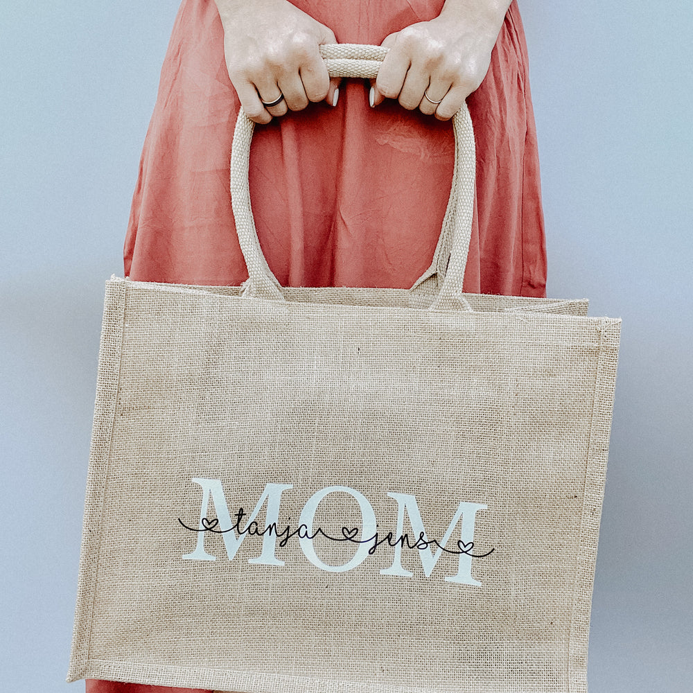Jute  Tasche groß MOM + KINDERNAMEN (personalisiert) | TASCHE | MAMA | KIND