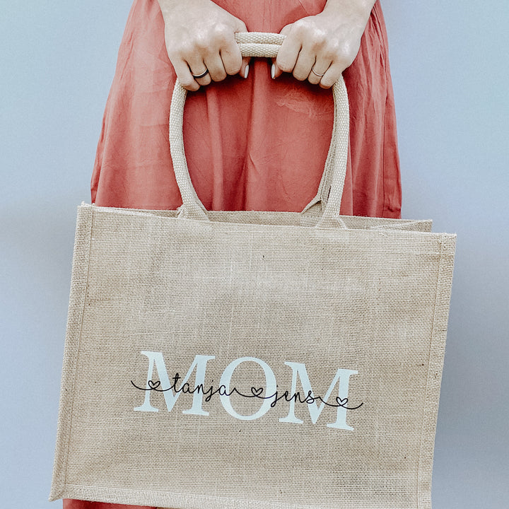 Jute  Tasche groß MOM + KINDERNAMEN (personalisiert) | TASCHE | MAMA | KIND