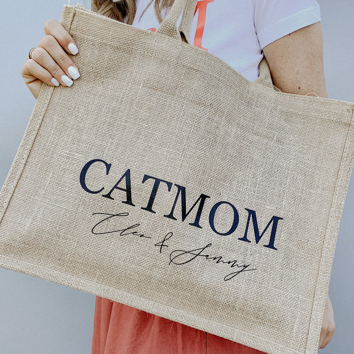 Jute Tasche Catmom und Namen