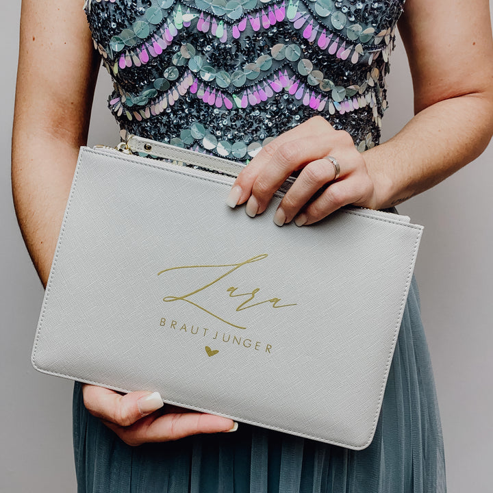 NobleDeer® Premium Clutch WUNSCHNAME + TITEL "Kalligrafie" (personalisiert)