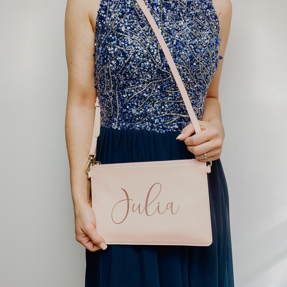 NobleDeer® Premium Umhänge- & Clutch-Tasche WUNSCHNAME "Lovely" (personalisiert)