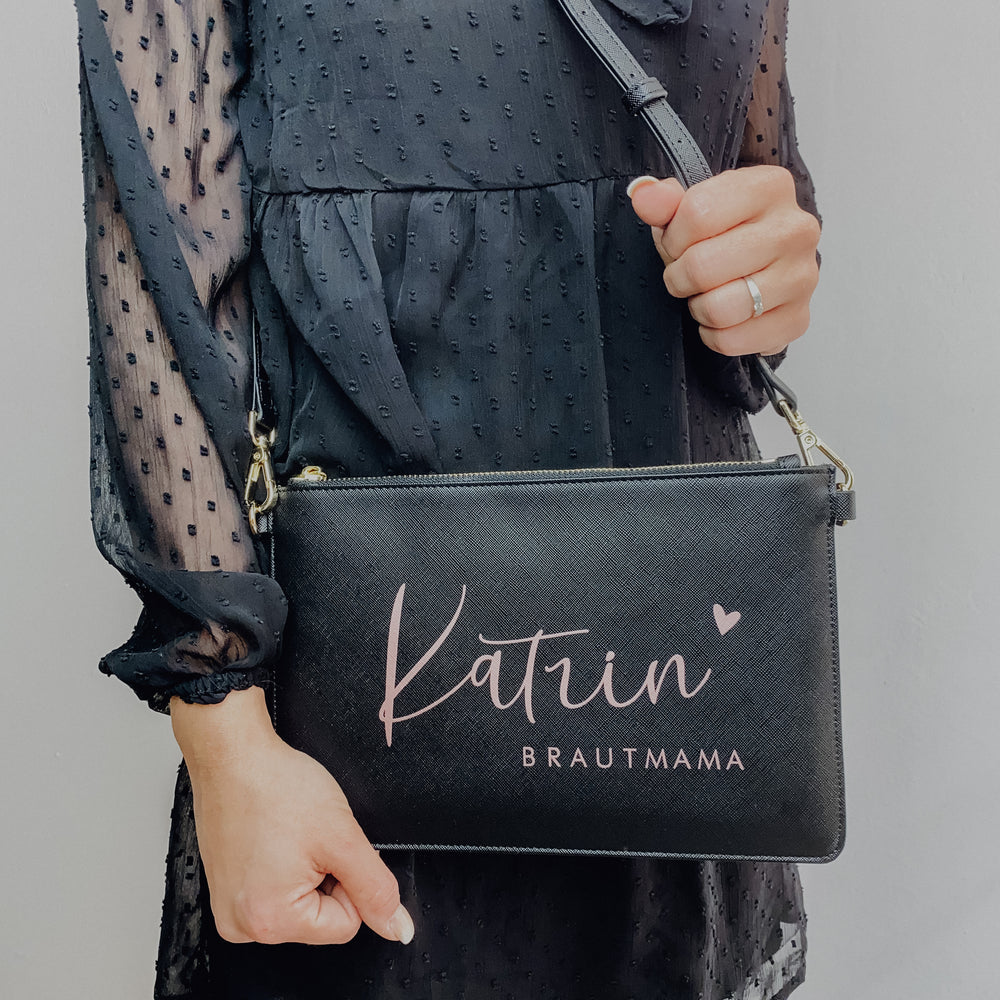 NobleDeer® Premium Umhänge- & Clutch-Tasche WUNSCHNAME + TITEL "Lovely" (personalisiert)