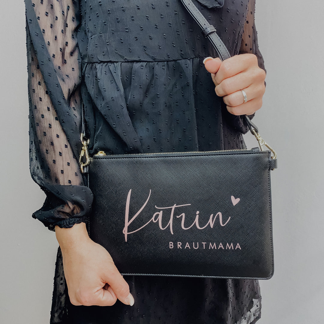 NobleDeer® Premium Umhänge- & Clutch-Tasche WUNSCHNAME + TITEL "Lovely" (personalisiert)