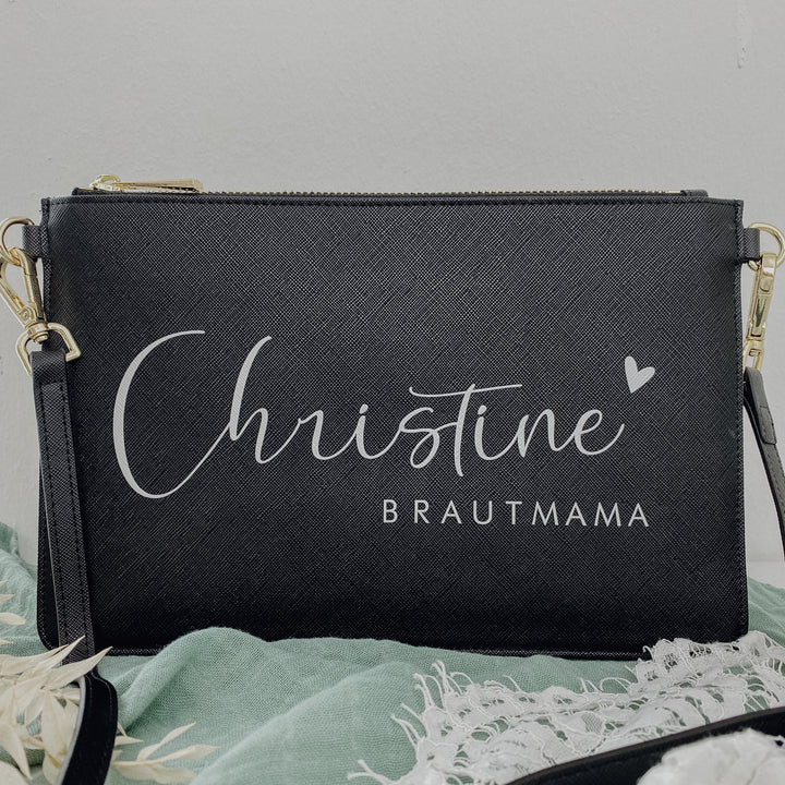 NobleDeer® Premium Umhänge- & Clutch-Tasche WUNSCHNAME + TITEL "Lovely" (personalisiert)