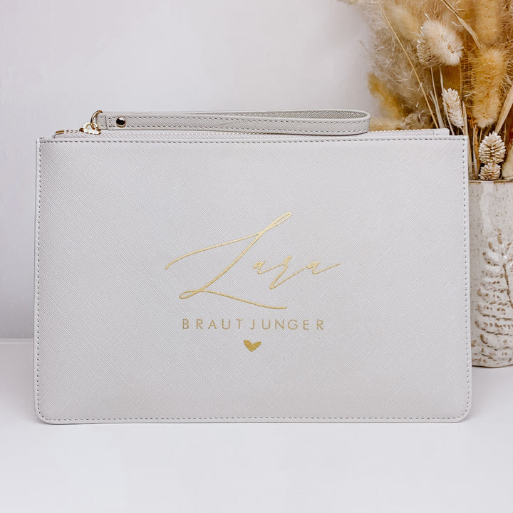 NobleDeer® Premium Clutch WUNSCHNAME + TITEL "Kalligrafie" (personalisiert)