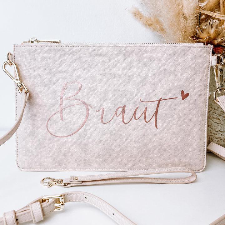 NobleDeer® Premium Umhänge- & Clutch-Tasche WUNSCHNAME "Lovely" (personalisiert)