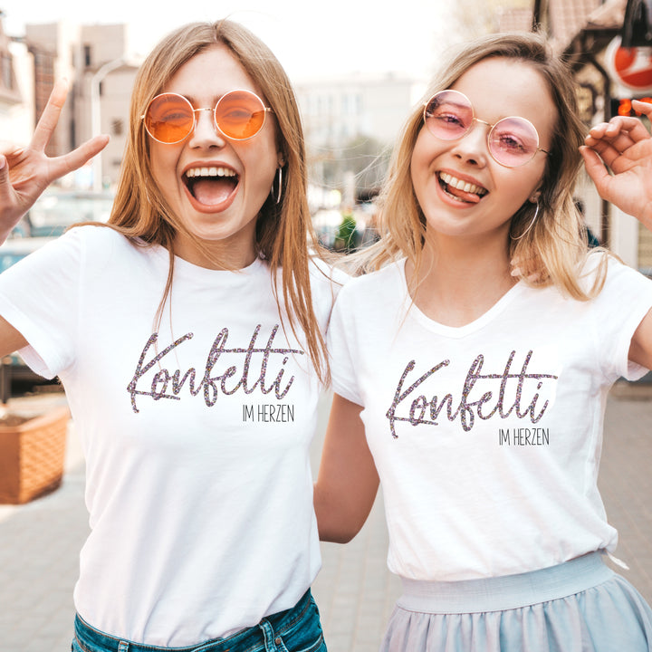 Damen T-Shirt regulär KONFETTI IM HERZEN (individuell)