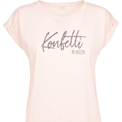 Damen T-Shirt leger KONFETTI IM HERZEN (individuell)