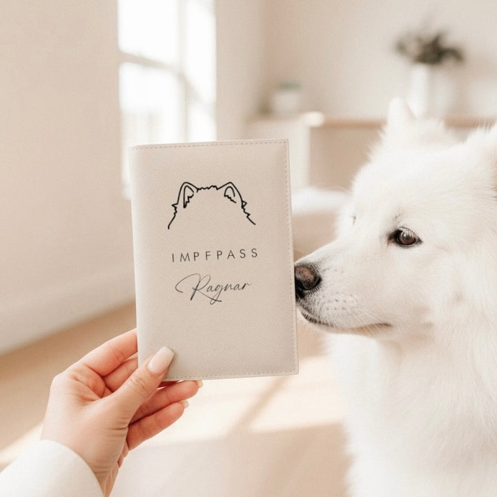 EU-Heimtierausweis & Impfpass Hülle HUNDEÖHRCHEN Samojede