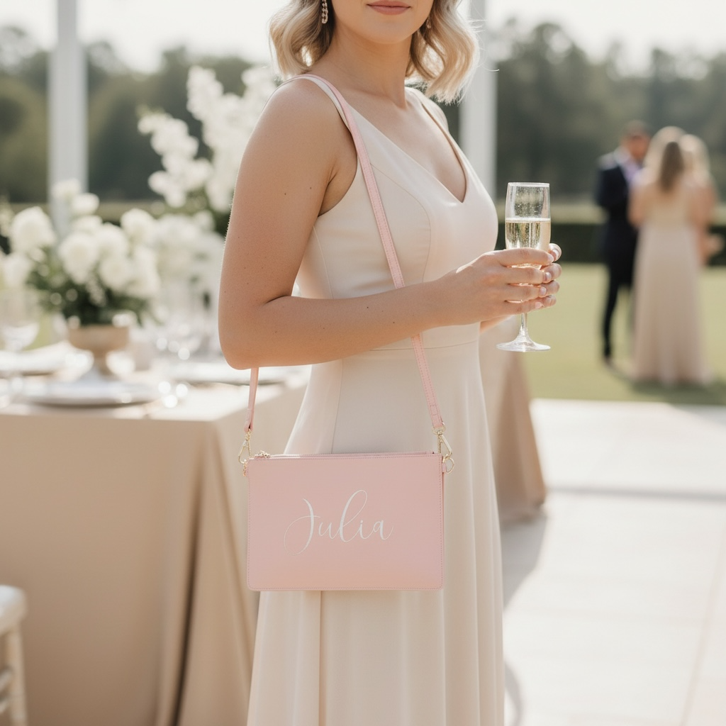 NobleDeer® Premium Umhänge- & Clutch-Tasche WUNSCHNAME "Lovely" (personalisiert)