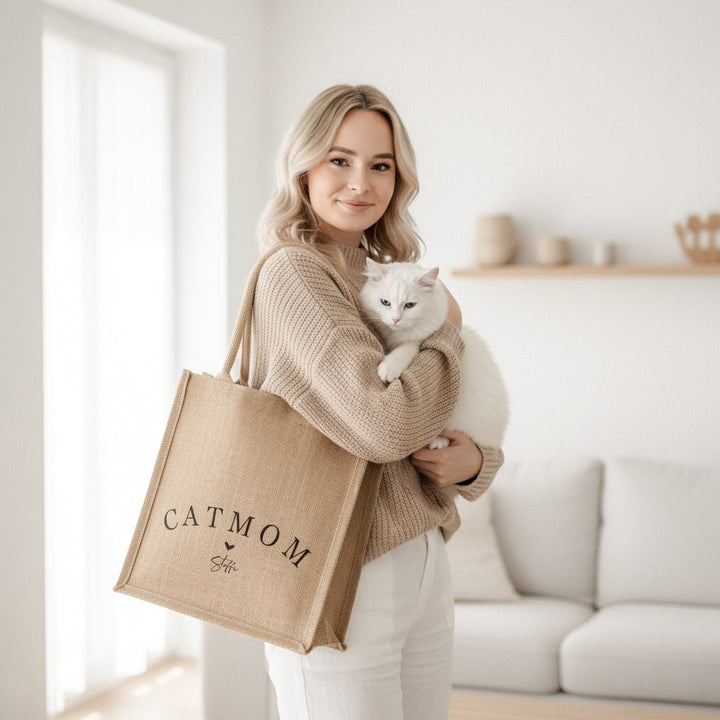 Jute Tasche CAT/DOGMOM rounded (personalisiert)
