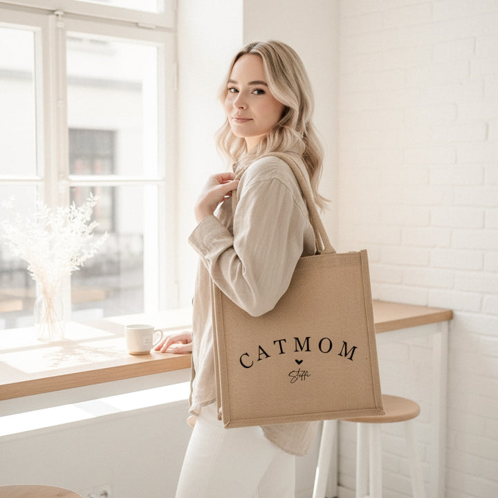 Jute Tasche CAT/DOGMOM rounded (personalisiert)