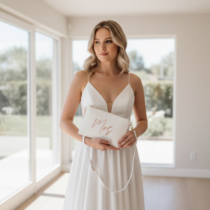 NobleDeer® Premium Umhänge- & Clutch-Tasche MRS + WUNSCHNAME (personalisiert)