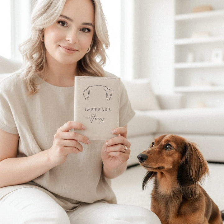 EU-Heimtierausweis & Impfpass Hülle HUNDEÖHRCHEN Dackel