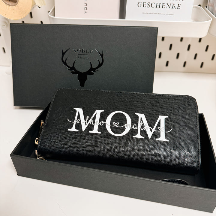 NobleDeer® Premium Geldbörse MOM + HERZCHENSCHRIFT (personalisiert)