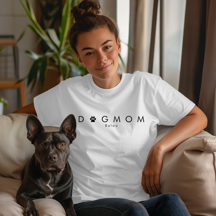 Damen T-Shirt regulär DOGMOM + WUNSCHNAME (personalisiert)