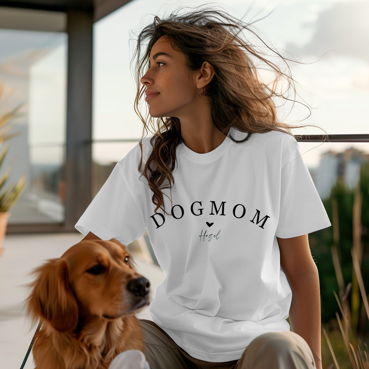 Damen T-Shirt regulär CAT/DOGMOM rounded (personalisiert)