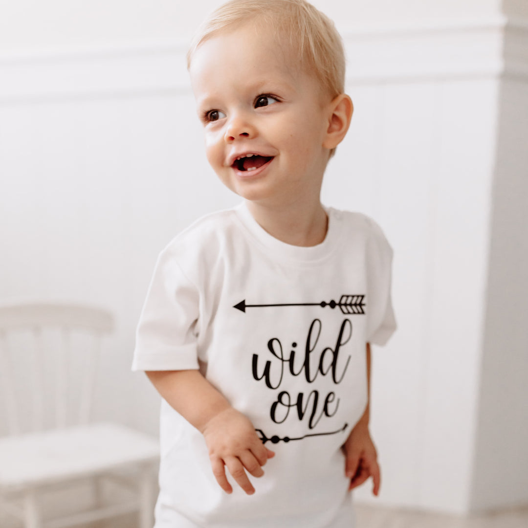 weißes Shirt für Babys mit Aufdruck für 1. Geburtstag