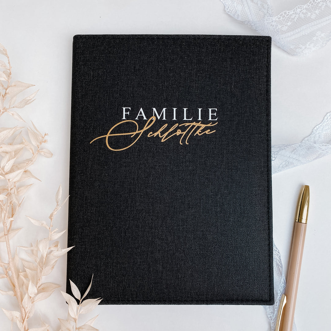 NobleDeer® Premium Stammbuch FAMILIE "Kalligrafie" (personalisiert)