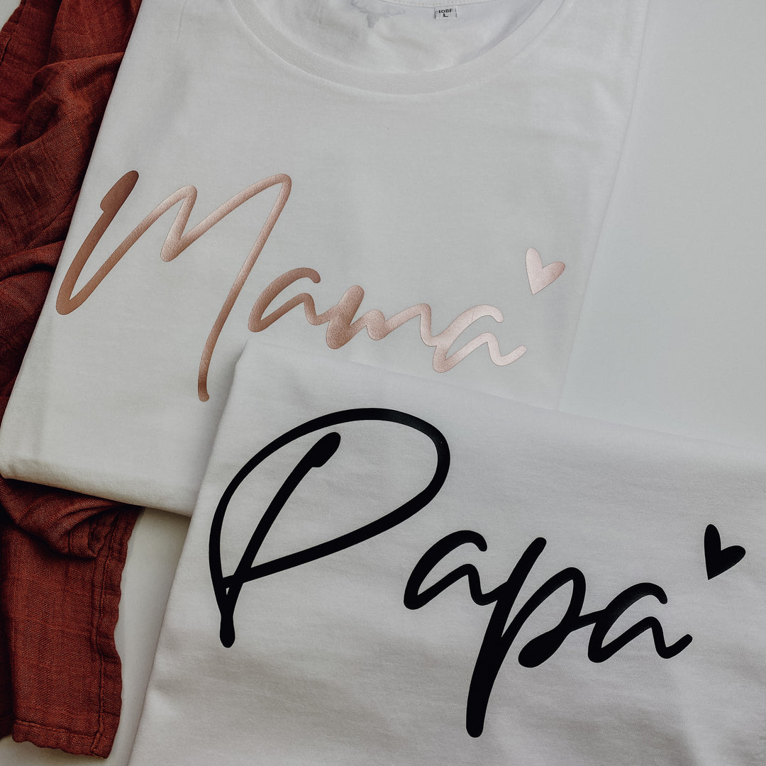 Set T- Shirt regulär MAMA & PAPA weiß