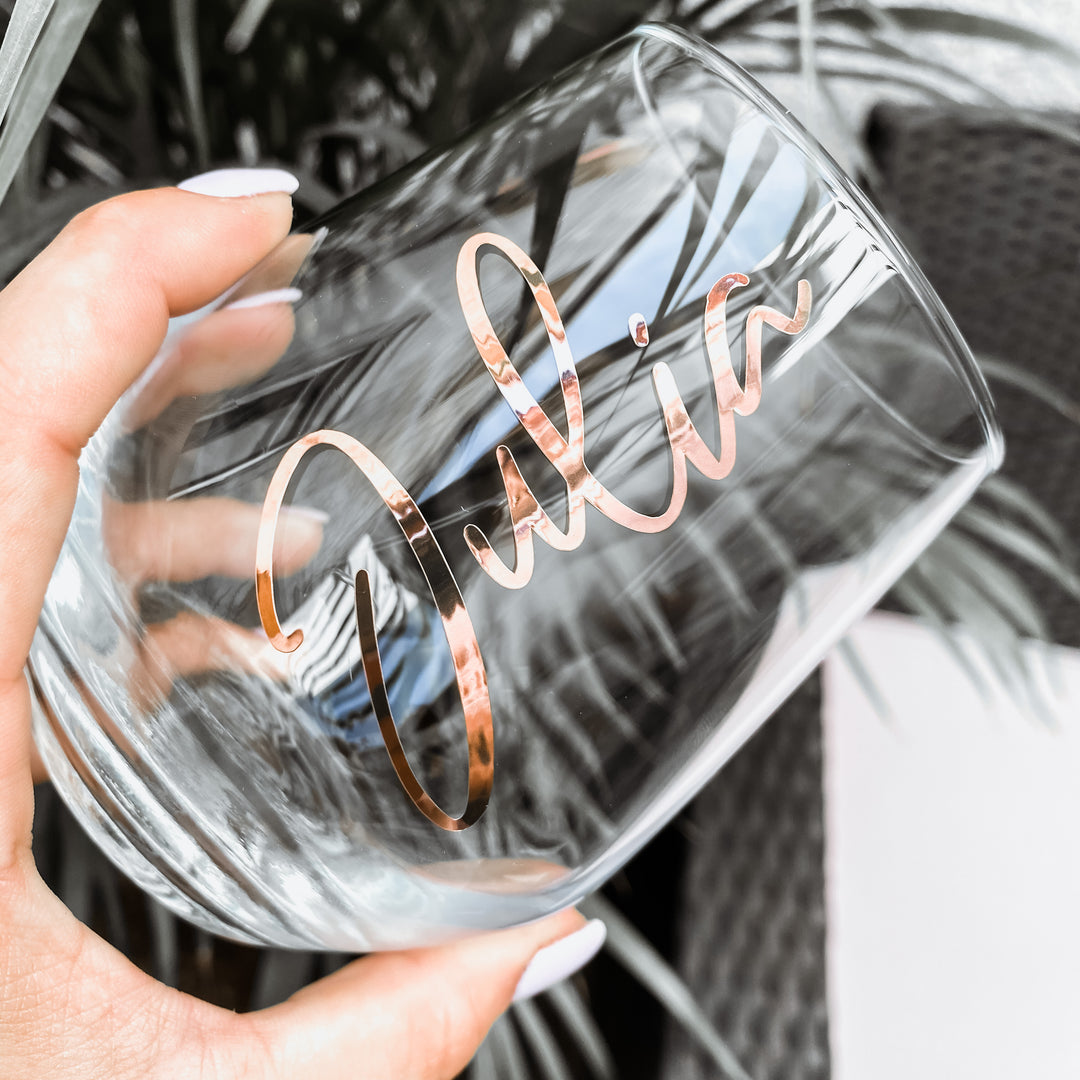 Aufkleber Stemless Weinglas (personalisiert) – NobleDeer
