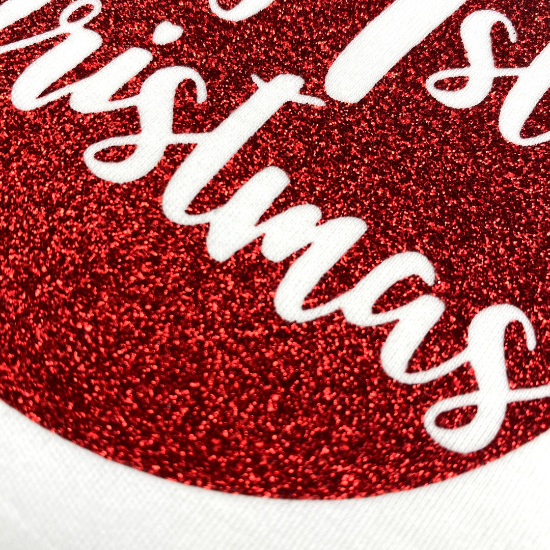 Weihnachtskugel mit 'my 1st Christmas' in Rot Glitzer, Body in weiß