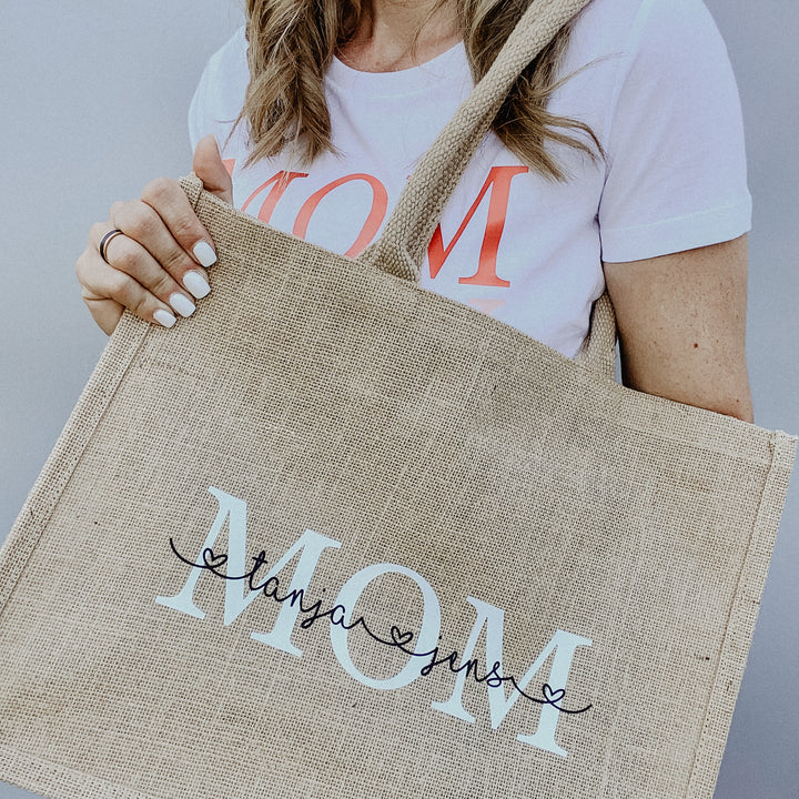 Jute  Tasche groß MOM + KINDERNAMEN (personalisiert) | TASCHE | MAMA | KIND