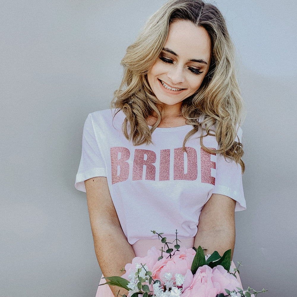 Damen T-Shirt regulär BRIDE GLITZER | HOCHZEIT | BRAUT