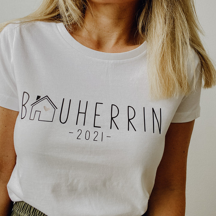 Damen T- Shirt regulär BAUHERRIN+JAHRESZAHL (personalisiert)
