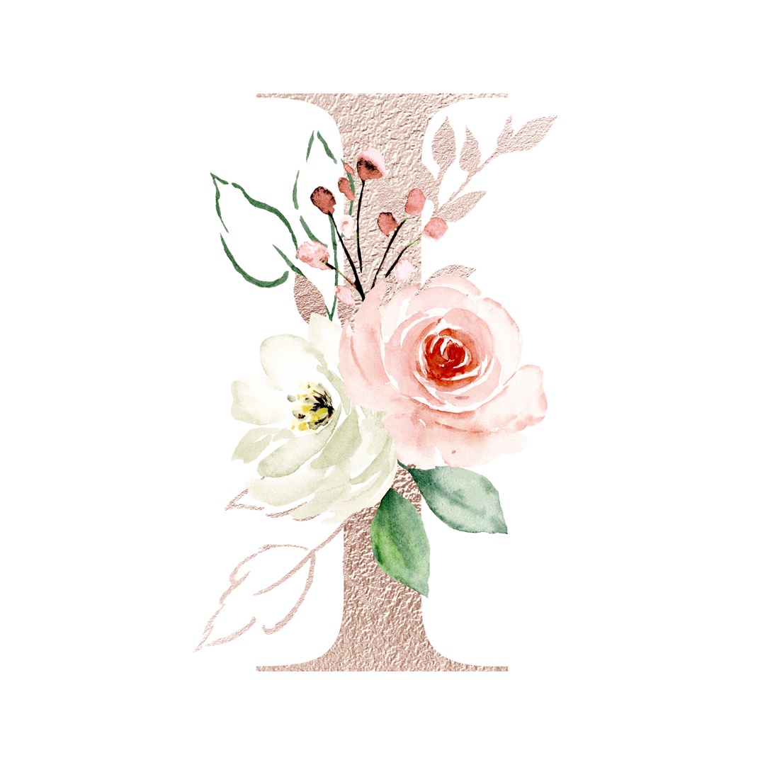 Tasse INITIAL + WUNSCHNAME "peach flowers | rosegold" (personalisiert)